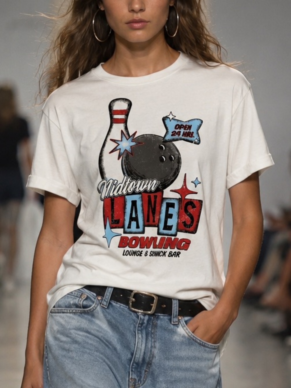 Originality Midtown Lanes Bowling Graphic Tee Ivory XL Made in USA NWT